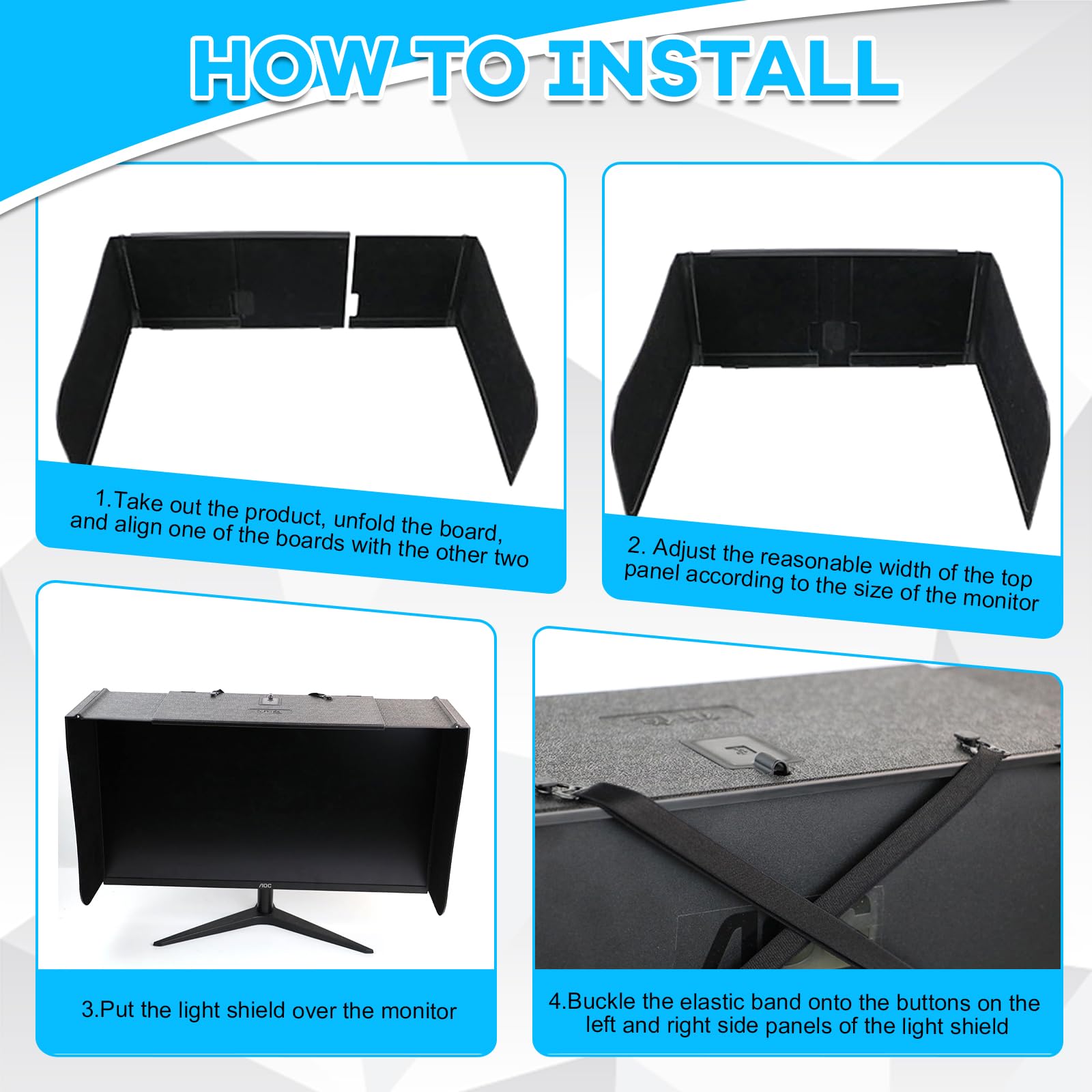 Parasole per Monitor del Computer, Parasole Regolabile Per Monitor Da 27 Pollici, Parasole for Monitor Video Regolabile da 41 A 71 Cm Protezione Contro La Luce Parassita E Gli Occhi Indiscreti