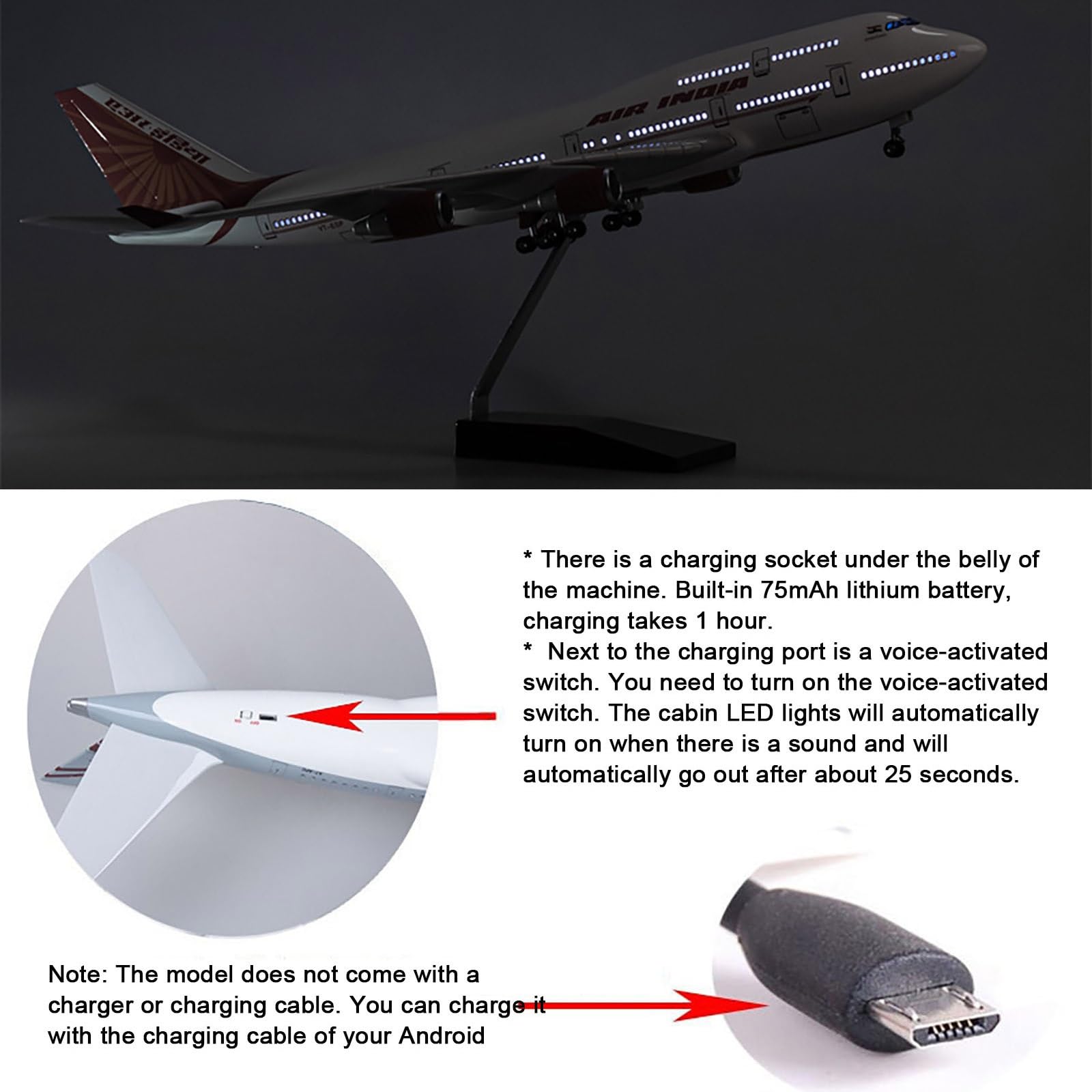 Amazon.com: 18.5” 1:150 Scale Model Airplane Air India B747-400