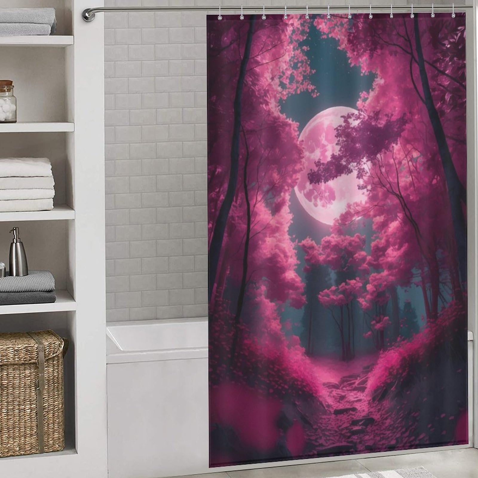 Rideau de douche anti éclaboussures en tissu lavable séchage rapide 140x183 cm