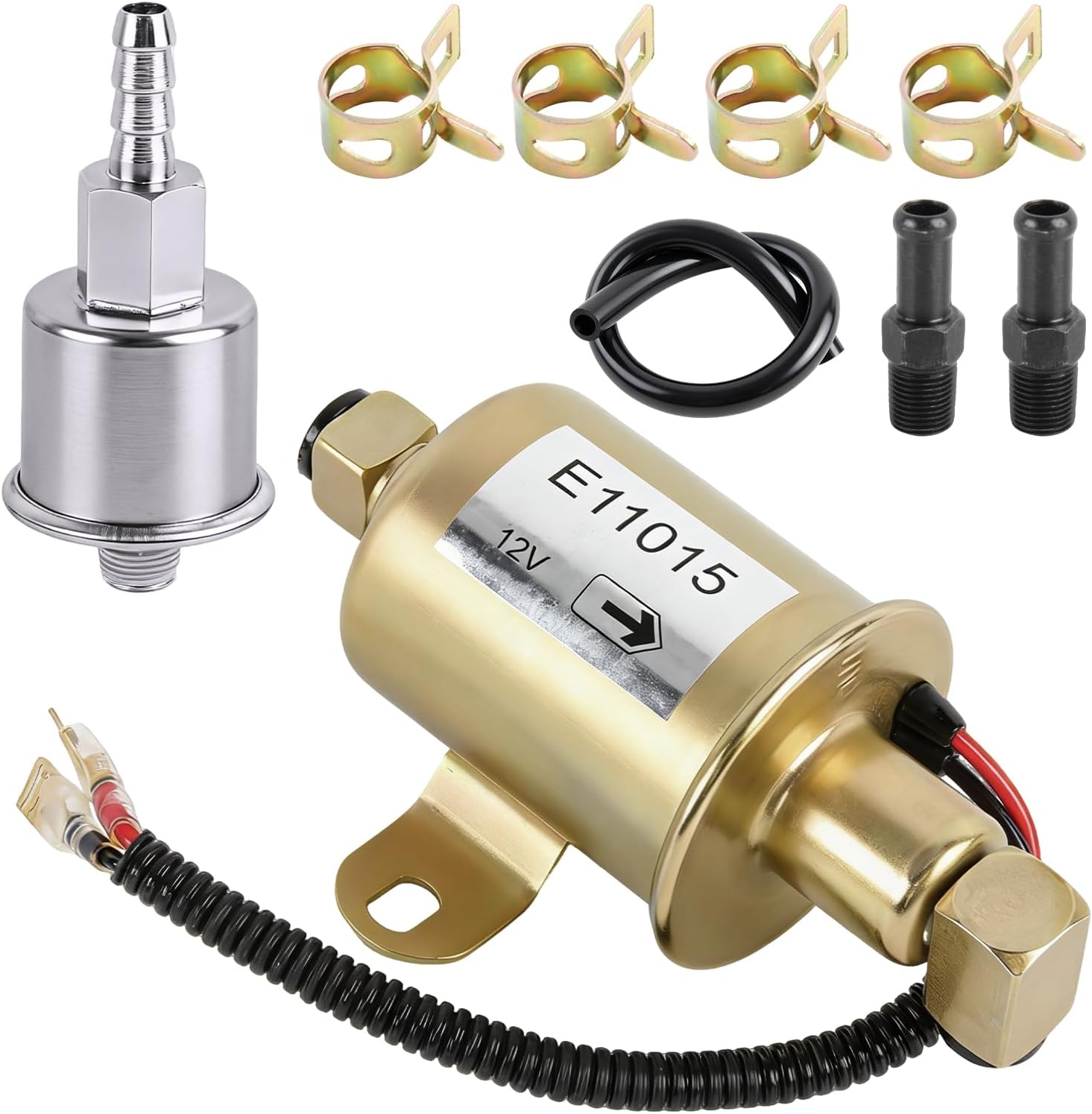 E11015 Electric Fuel Pump with 149-2314-01 Fuel Filter Fit for Cummins Onan 5500 5.5KW Gas Generator Marquis Gold RV 5500 EVAP Motor 149-2620 Generator Parts