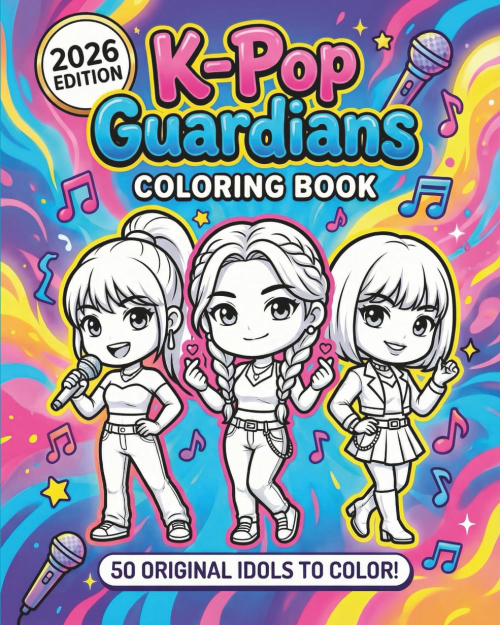 K-Pop Guardians Coloring Book: The Ultimate Collection of Cute Original Idol Heroes to Color — Fun Anime-Style K-Idols for Kids, Teens & Adults | Stress-Relief Fun for Every Fan!