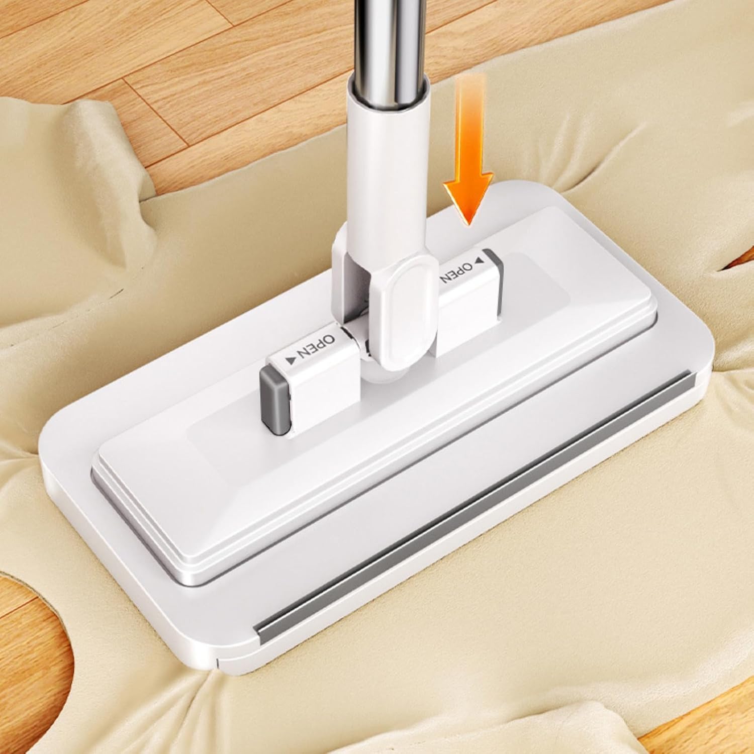 Hands Multi Purpose Mops, Flat Mop with Stainless Steel Handle with Reusable Mops Cloths, Reusable Washable Pads, Mopping for Hardwood, Laminate, Tile Cleaning (110cm)