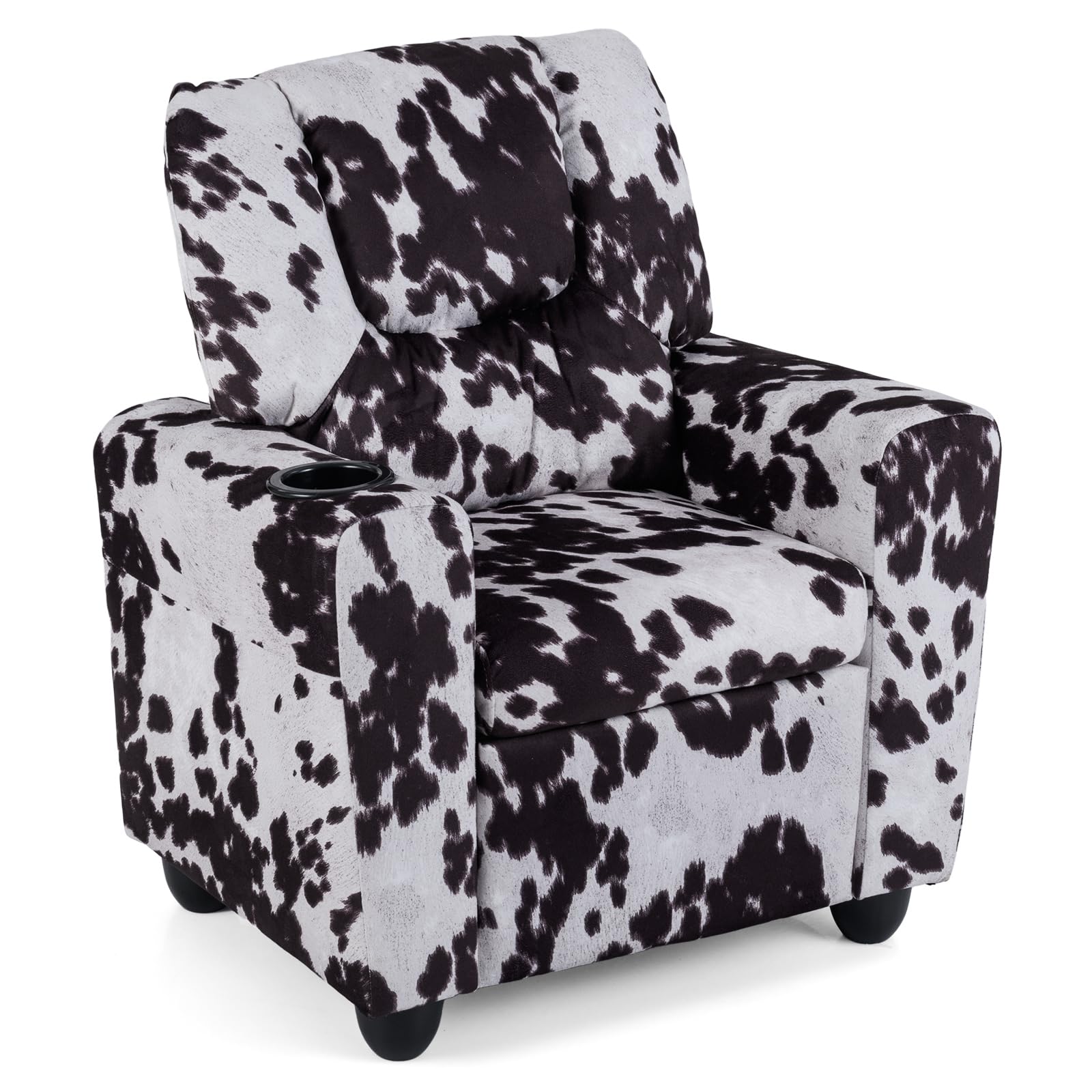 Kids Recliner, Toddler Lounge Chair w/Cup Holder, Wide Armrest, Kids Sofa w/Adjustable Footrest, Comfy Toddler Recliner Chair for for Boys &amp; Girls 3 + (Fabric, Zebra Color)