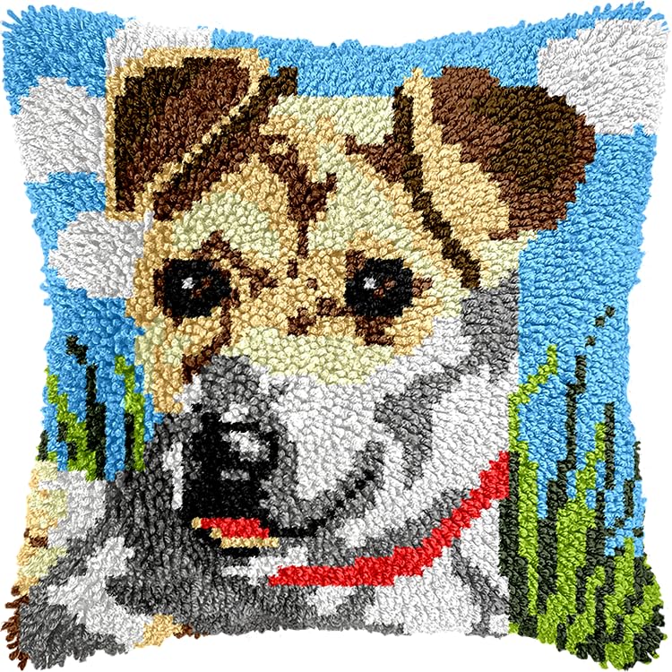 Amazon.co.jp: 動物の犬 ラッチフックキット クッション,かわいい