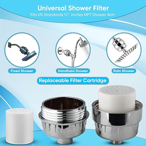 Miniatura 6 de Filtro de ducha para agua dura | Filtro de cartucho de ducha de 15 etapas (1 paquete de repuesto de cartucho)