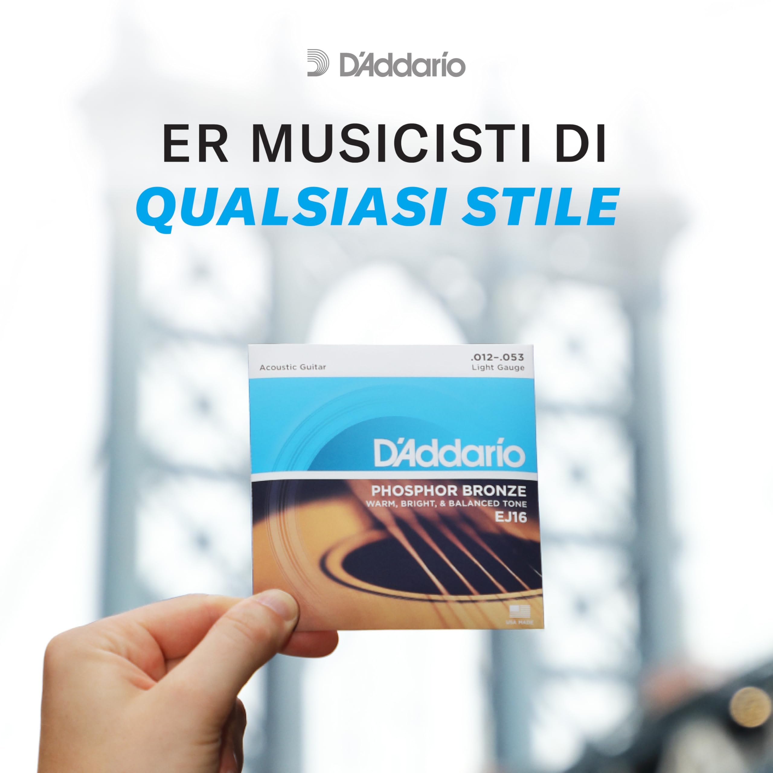 D'Addario Corde Chitarra Acustica | Corde per Chitarra Acustica | Corde Acustica | EFT16 Set Corde Acustica Flat Tops Phosphor, Bronzo, 12-53