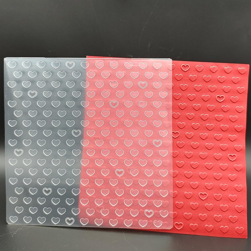 3 Pcs of Plastic Embossing Folder 6x6 Inch Love Hearts Paper Crafts Plastic Textured Impressions for Card Making Scrapbooking