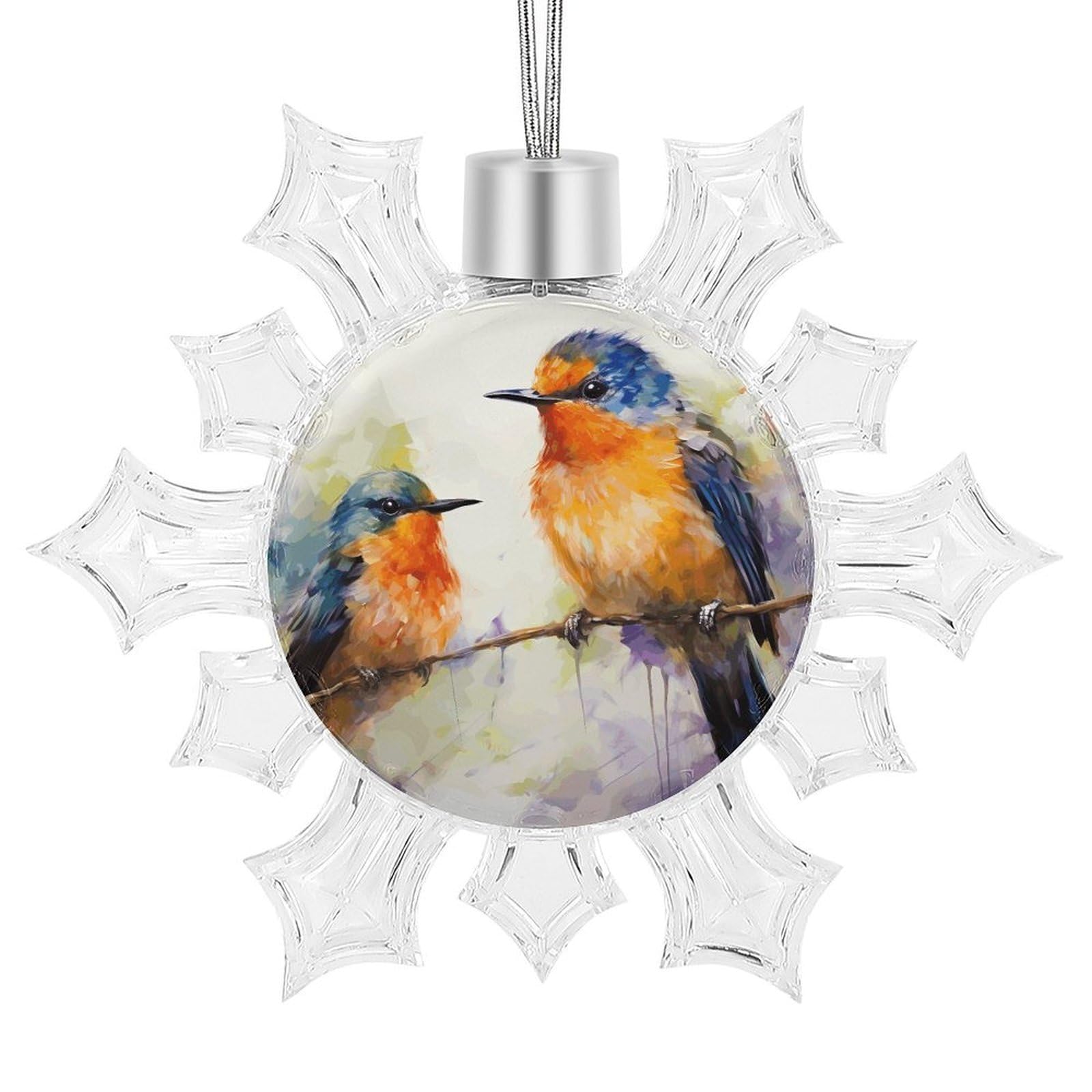 Oil Painting Bird Snowflake Ornaments Cute Snowflake Pendant Exquisite Christmas Tree Ornaments for Christmas Weddings New Year Birthday Holiday Celebration