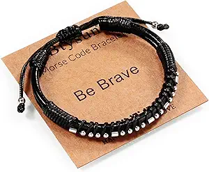Inspirational Gifts for Men Morse Code Bracelets Mens Bracelets Graduation Gifts for Him Fathers Day Adjustable Leather Bracelet Motivational Birthday Annivesary Jewelry Stocking Stuffers for Men