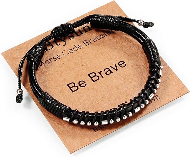 Inspirational Gifts for Men Morse Code Bracelets Mens Bracelets Graduation Gifts for Him Fathers Day Adjustable Leather Bracelet Motivational Birthday Annivesary Jewelry Stocking Stuffers for Men