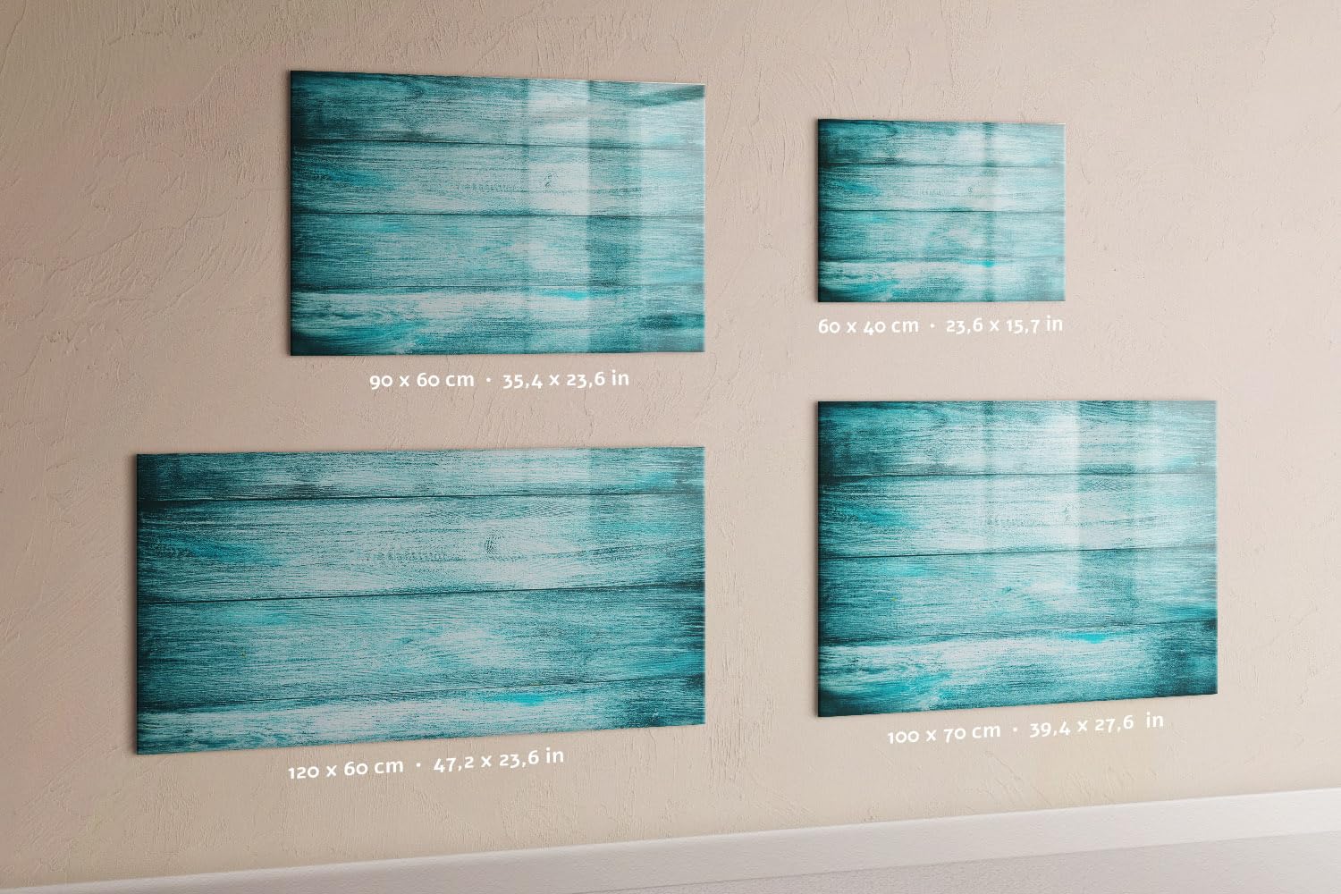 Pizarra de vidrio con diseño 60x40 cm | Madera vieja azul