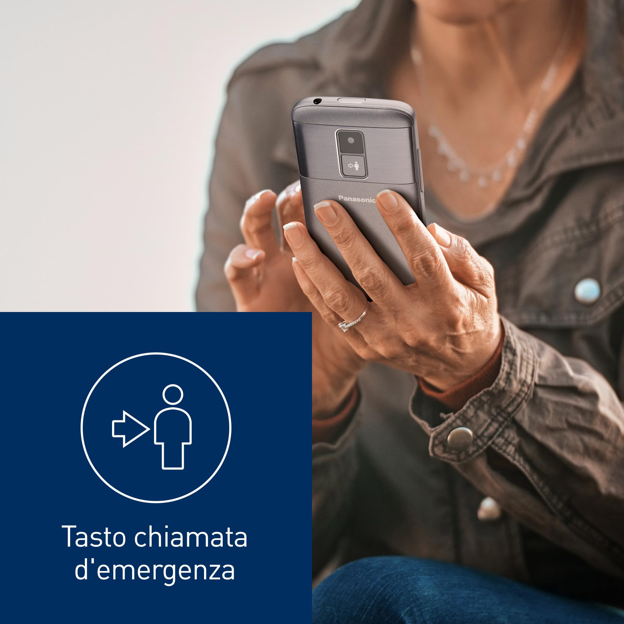 Panasonic KX-TU160EXG - 2G Telefono Cellulare per Anziani, Tasti Grandi, Caratteri Ben Visibili, Pulsante SOS, Facile da Usare, Colore Grigio