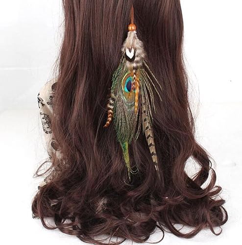 Miniatura 4 de Boho Hippie extensiones de pelo con clip de plumas peine horquilla india pluma tocado tocado DIY accesorios para mujeres hechos a mano