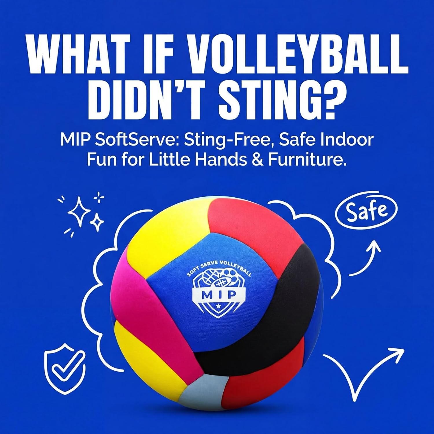 MIP SoftServe Indoor Volleyball – Lightweight Padded Ball for Kids. CPC Certified for Toddlers. No Sting. Real Bounce. Safe Indoor Play. Gentle on Furniture - Image 4