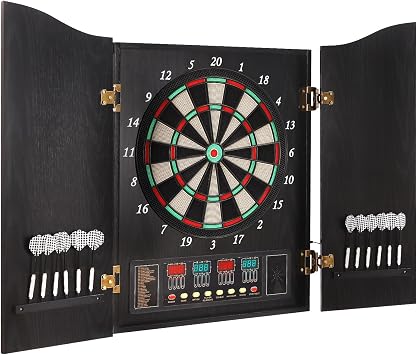 Electronic Dart Board for Adults, LED Electric Digital Dart Boards with Cabinet, up to 16 Players, 27 Games and 243 Variations Darts Games with 12 Soft Tip Dartboard Set