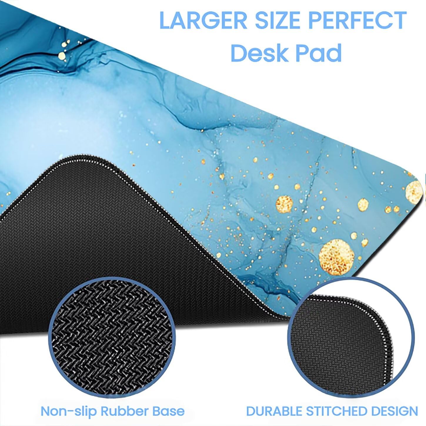 Lpfieonn Einfach Großes Schreibtischunterlage, XXL Schreibtischunterlagen, Blau XXL Wasserdicht Gaming Mousepad mit Vernähter Rand und Rutschfeste Gummibasis, für Laptop/Hause/Büro 120x60cm PF-3749