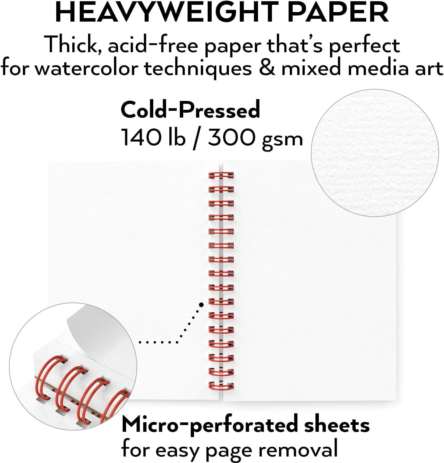 ARTEZA Watercolor Paper, Pack of 3, 30 Sheets Each, 5.5x8.5 Inches Watercolor Pad, 140lb/300gsm, Cold Press, Acid Free Art Paper