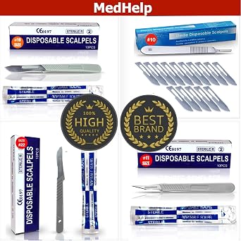 MedHelp Disposable Scalpel 12, Pack of 10, and Disposable Scalpel 11, Box of 20 Bundle