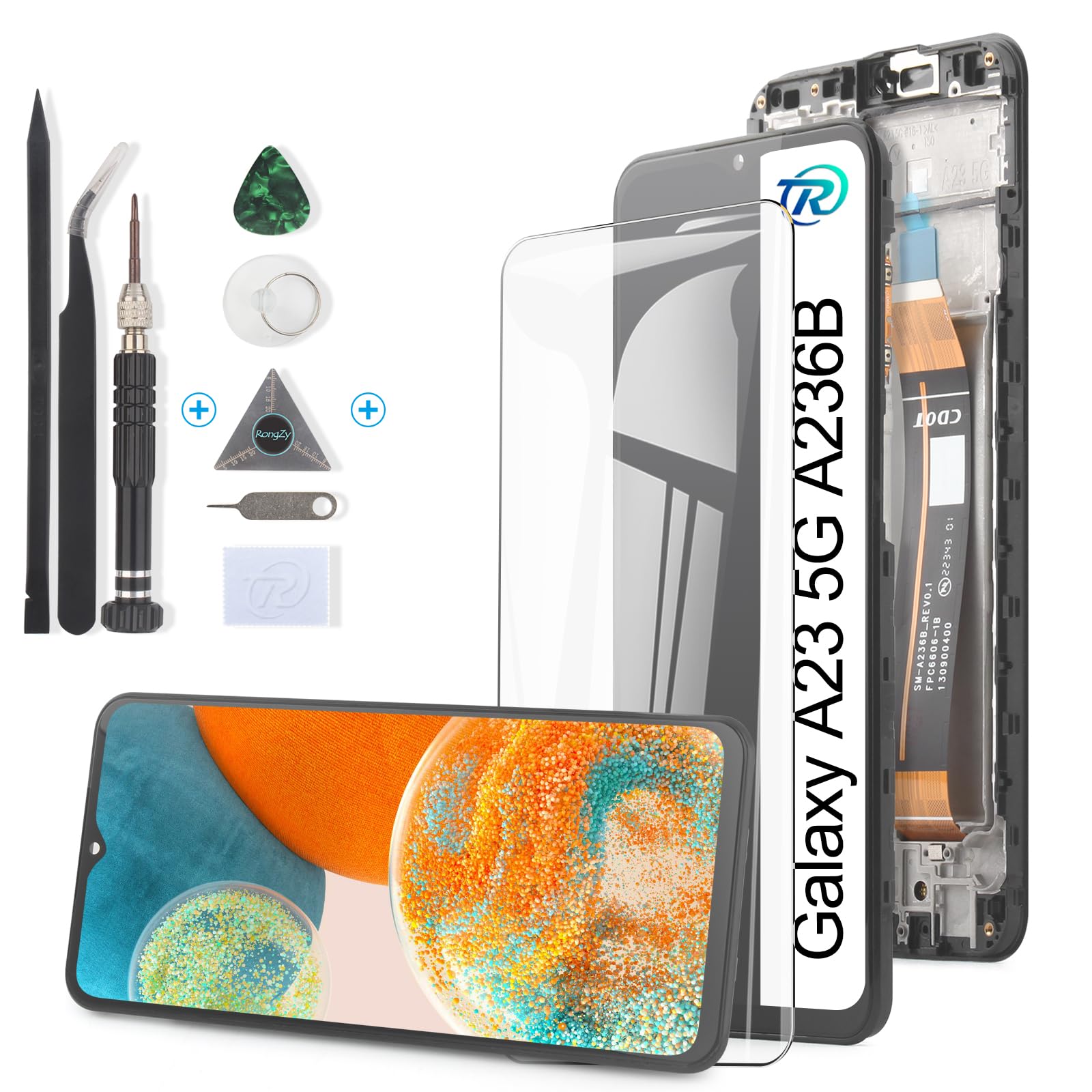 RongZy para Samsung Galaxy A23 5G SM-A236U/A236B Reemplazo de Pantalla Táctil LCD + Compatible con Samsung Galaxy A23 5G el Kit de Herramientas de la Pantalla de Montaje del Teléfono