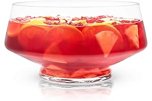 Viski Footed Glass Punch Bowl - Striking, 2.5-Gallon Culinary Centerpiece with Angled...