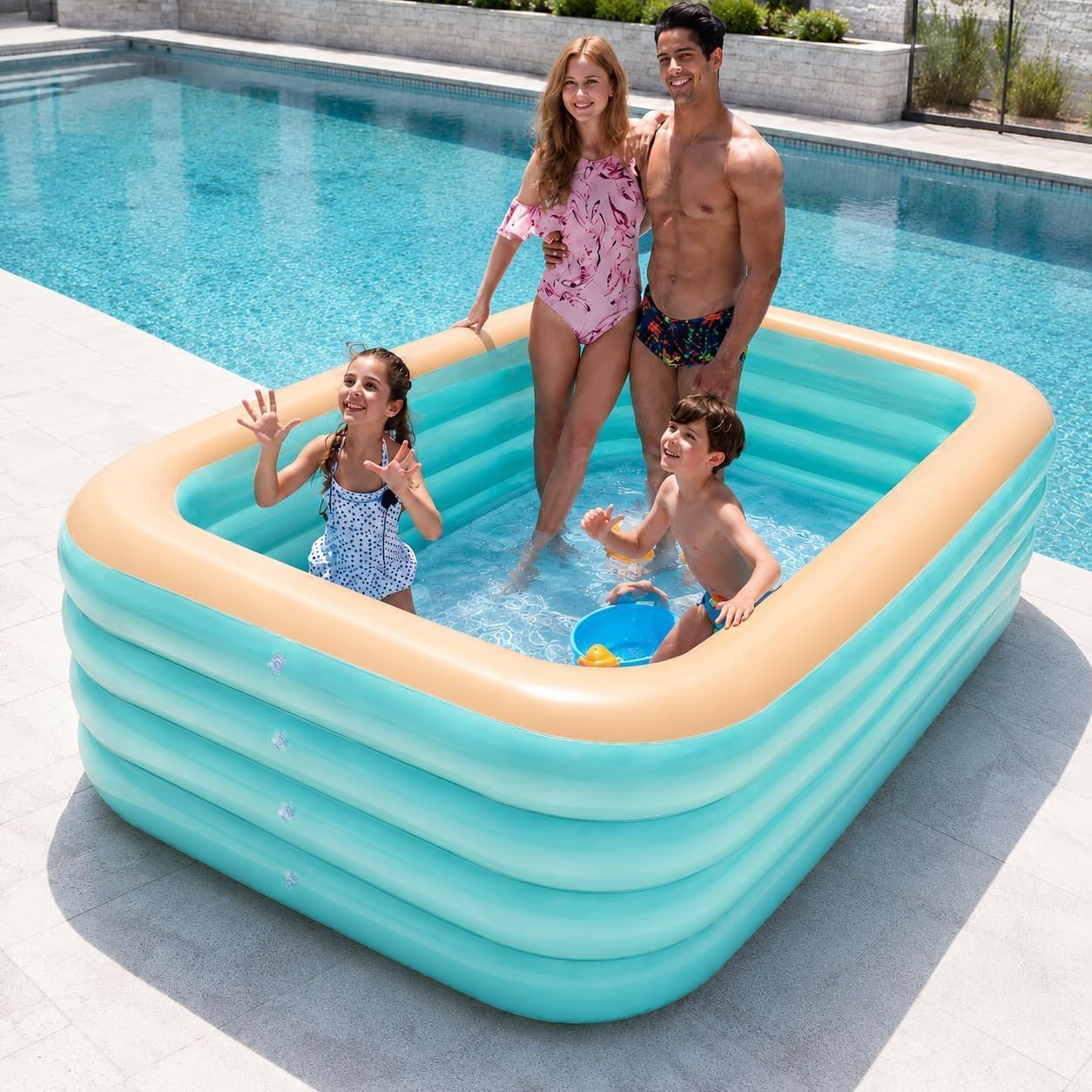 Piscine de jardin géante rectangulaire gonflable 3,18 x 1,8 x 0,75 m