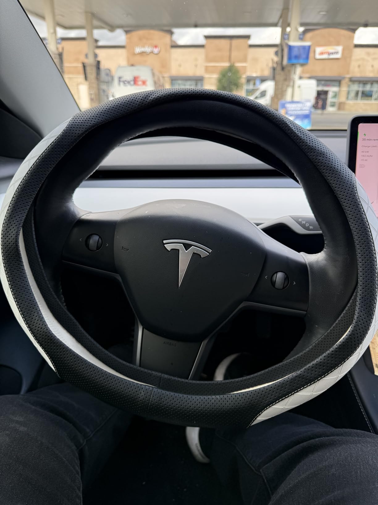 Tesla Model Y & Model 3 Nappa Leather Steering Cover – Non-Slip (2017–2026)