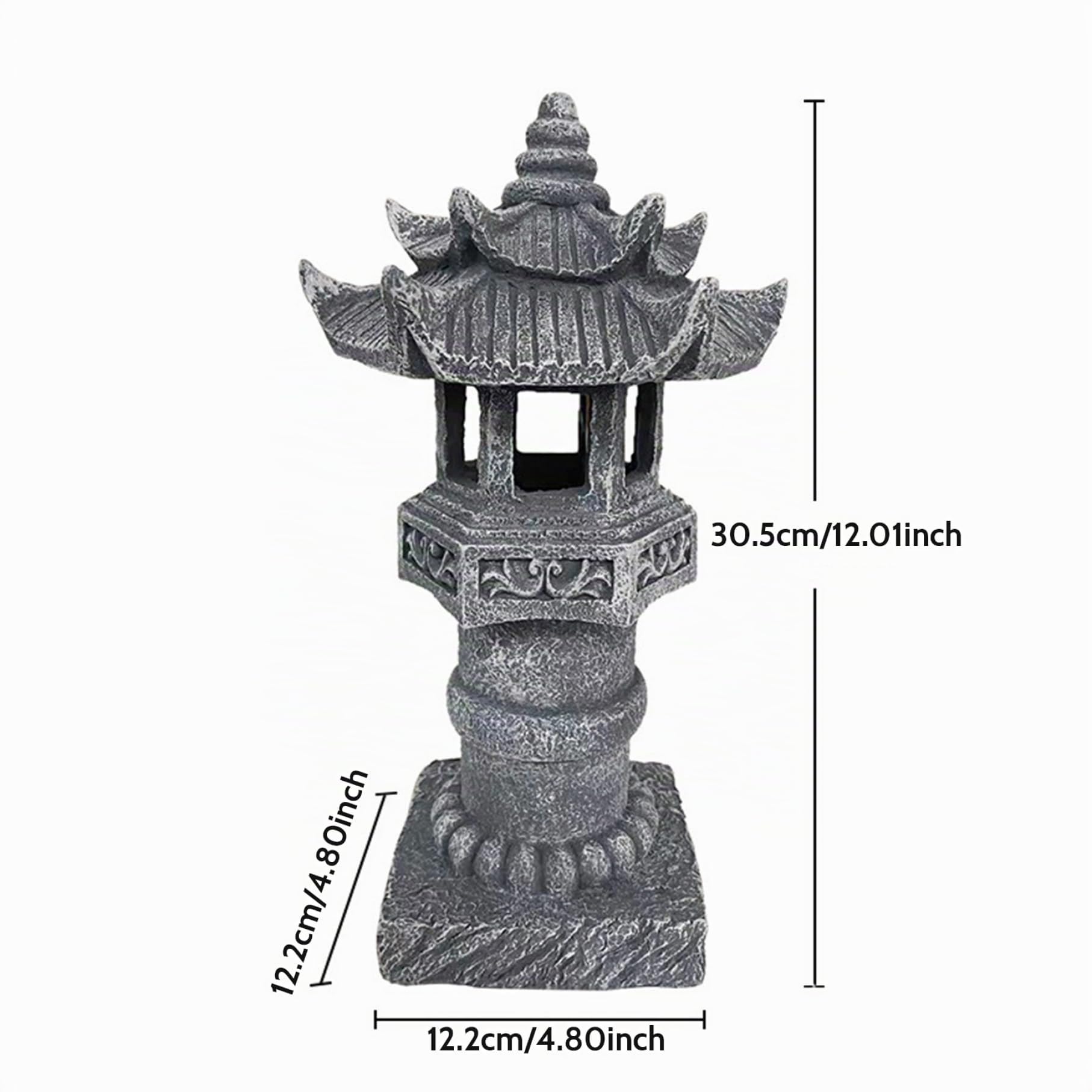 Lanternes en Pierre Japonaise et Statues Solaires de Pagode, 4, 8x4, 8x12 Pouces, Étanches pour Balcon, Pelouse, Jardin, Patio