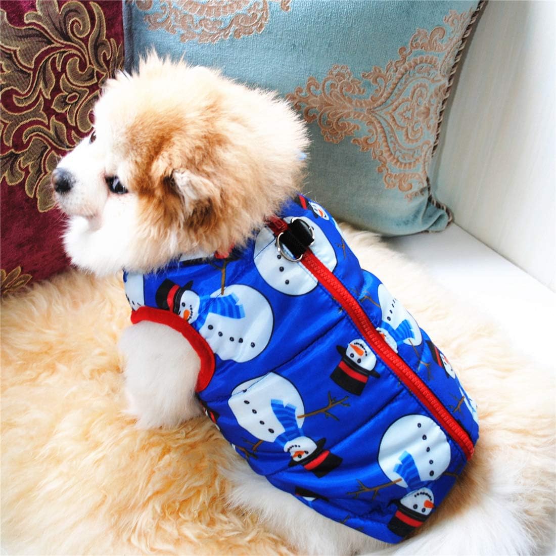 N / A Pet Winter Clothes,Small Dog Warm Coat Jackets Pet Christmas Clothing Costume for Cats Puppy Small Dogs (L, Blue Santa) - Image 4