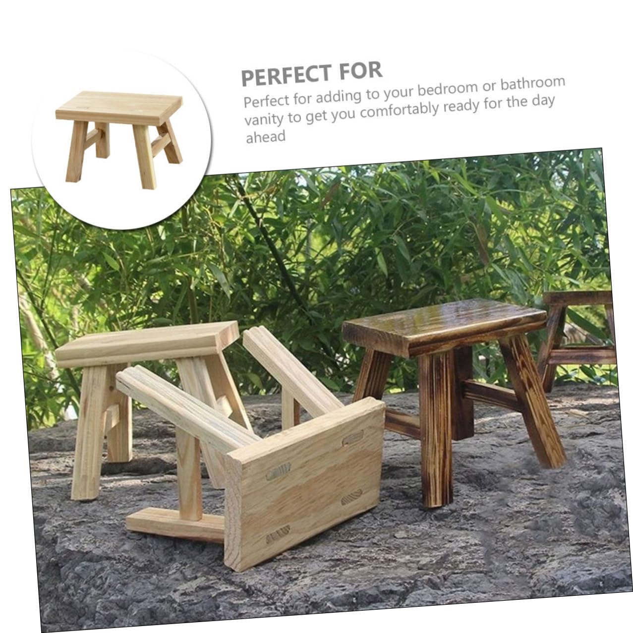 Alipis Kinder Tritthocker Holz 26x13x19cm Lackiert Stabiler Sitzhocker für Haushalt und Wc Leichter Sitzschemel für Kleinkinder und Alltag