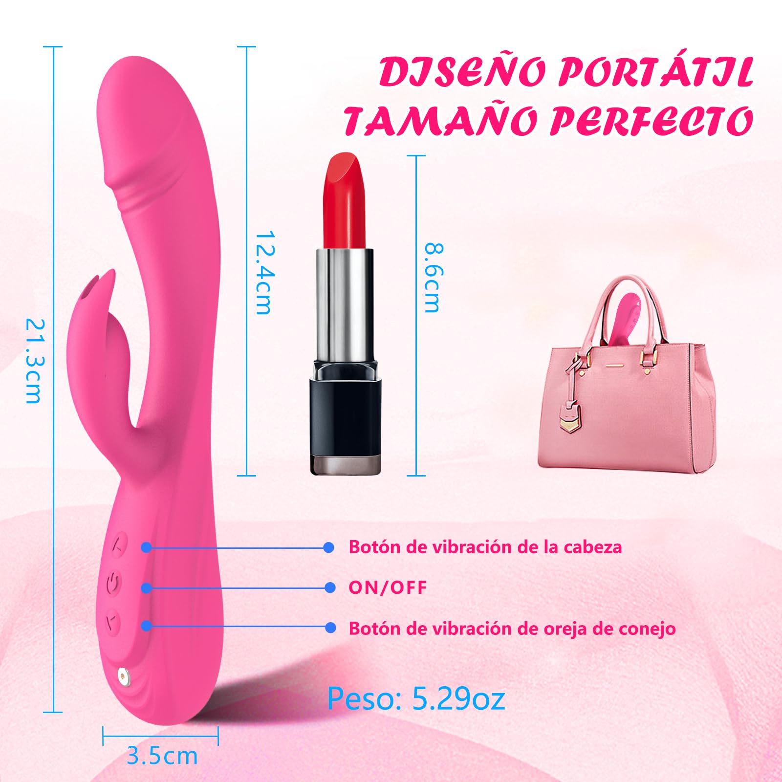 Conejo Vibrador Juguete Sexual 3en1 Consolador para Mujeres,7 * 7 Modos de Vibradores CKSOHOT 8.4'' Silicona Líquida Juguete Sexual Consoladores