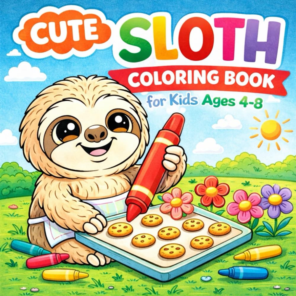 Cute Sloth Coloring Book for Kids Ages 4–8: Fun, Easy Animal Coloring Pages with Adorable Sloths and Big Bold Designs (Slow & Happy Sloths Coloring Series)