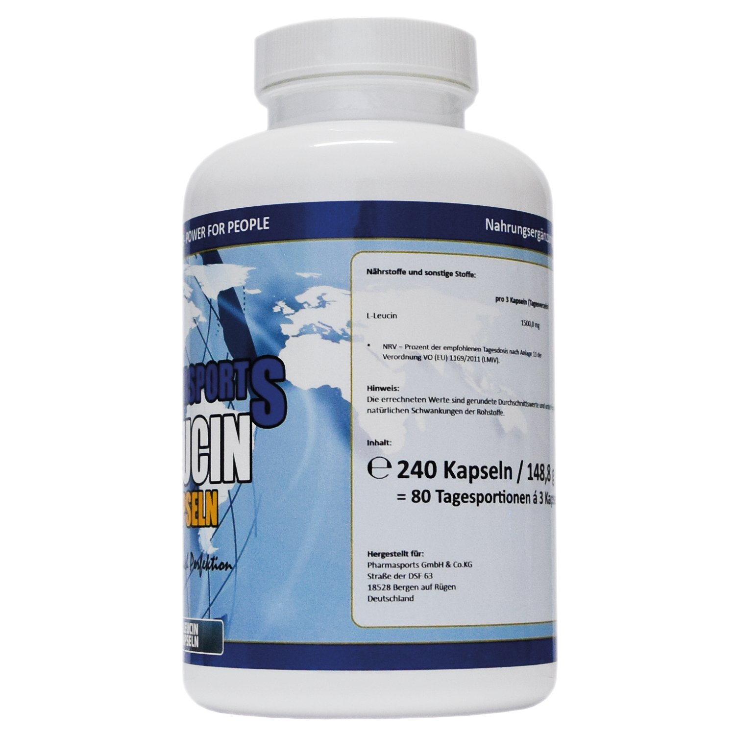 L-Leucin 3000 mg pro Dosis - 240 Kapseln - essenzielle Aminosäure
