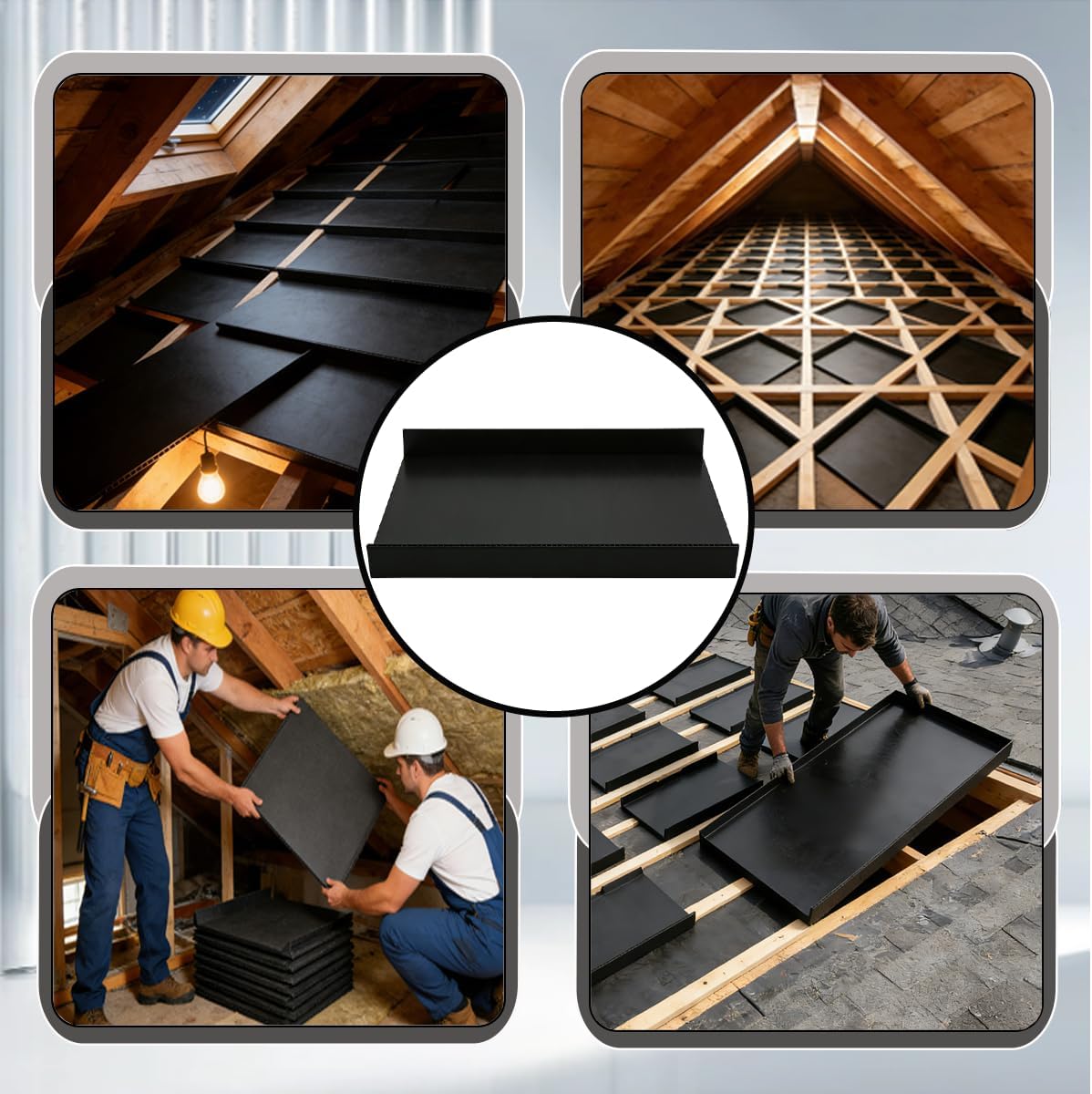 24'' Attic Insulation Baffles,25 Pack Black Polyethylene Attic Baffles with 2" Air Channel Rafter Vent,Attic Ladder Insulation Cover for 24" Rafter Bays