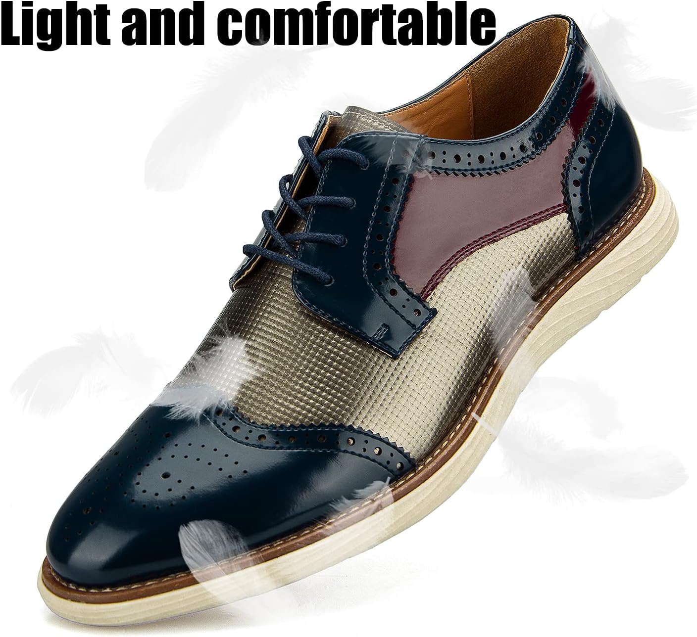 JITAI Men's Oxford Shoes,Dress Shoes Lace-up Wingtip Brogue Shoe Mens Lightweight Fashion Shoes. - Image 6