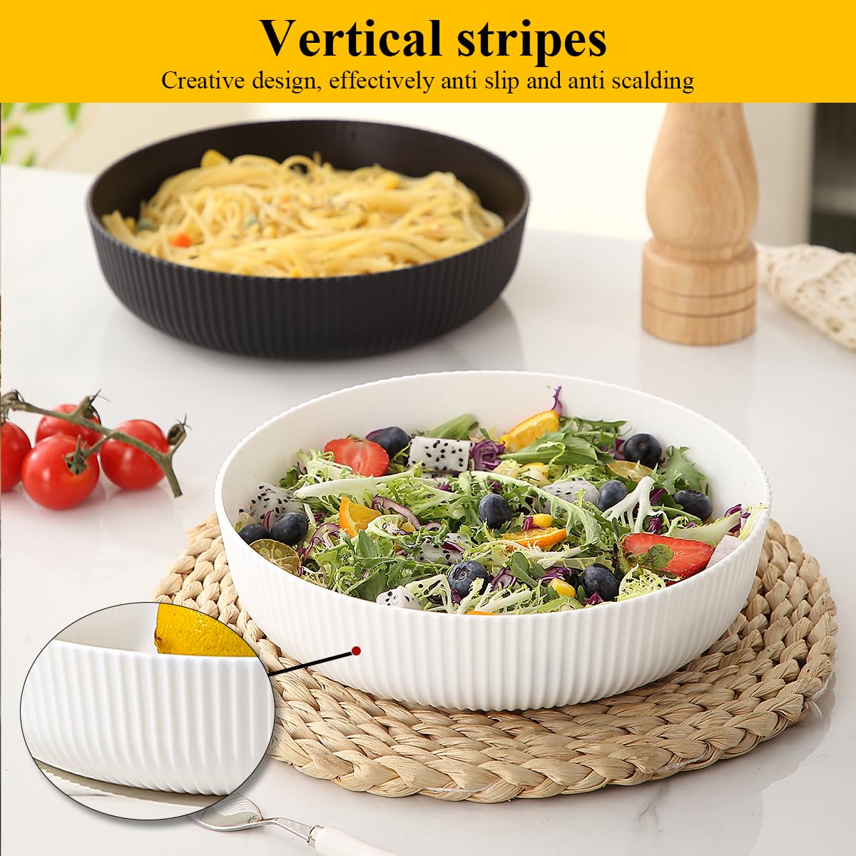 Berglander Set 4 Vasi per Insalata Riutilizzabili 1100ml – Plastica Incassabile per Casa/Picnic/Campeggio