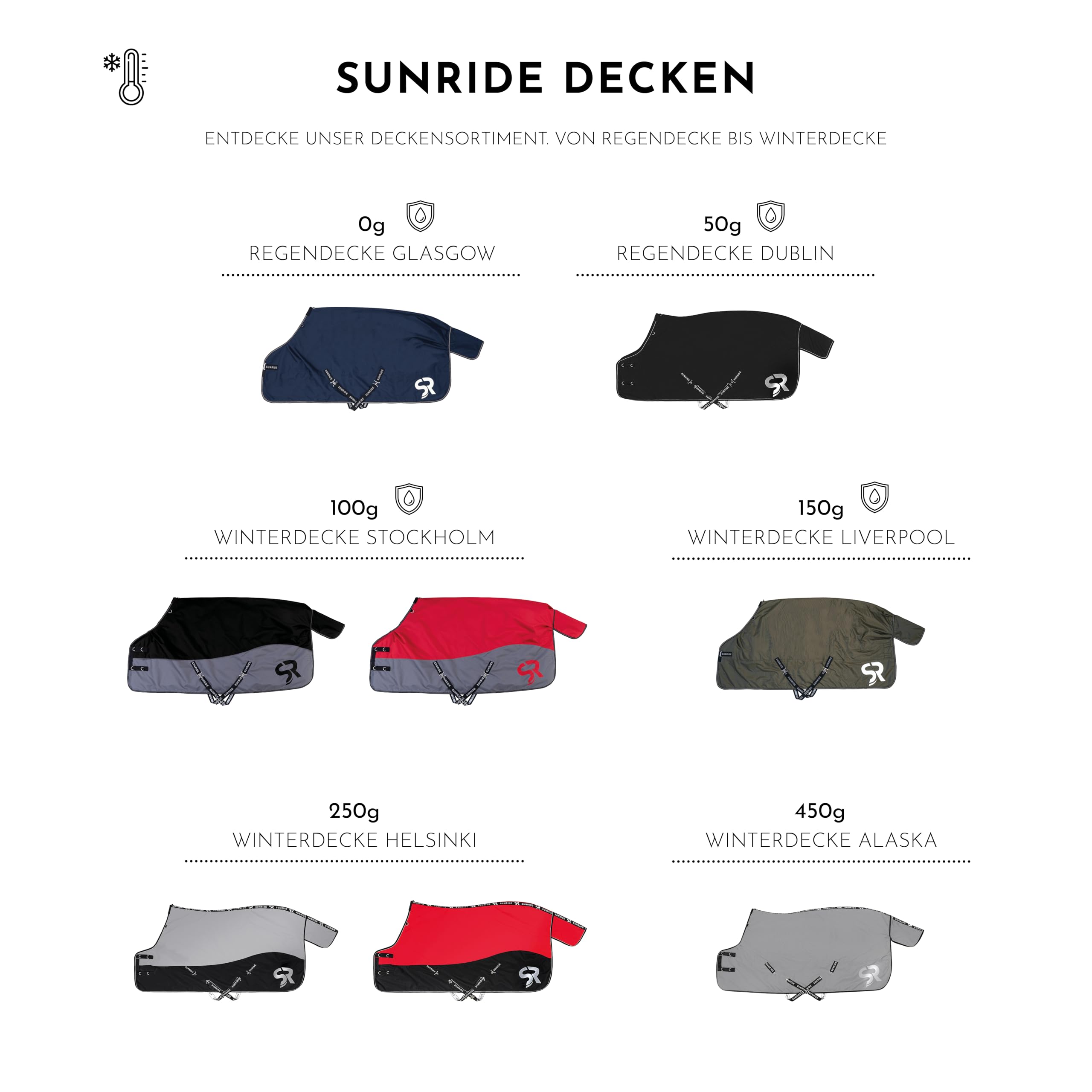 SUNRIDE Abschwitzdecke “Wellington” für Pferde aus weichem Fleece (280g/m²) - schnelltrocknend und leicht (165 cm, Olive)