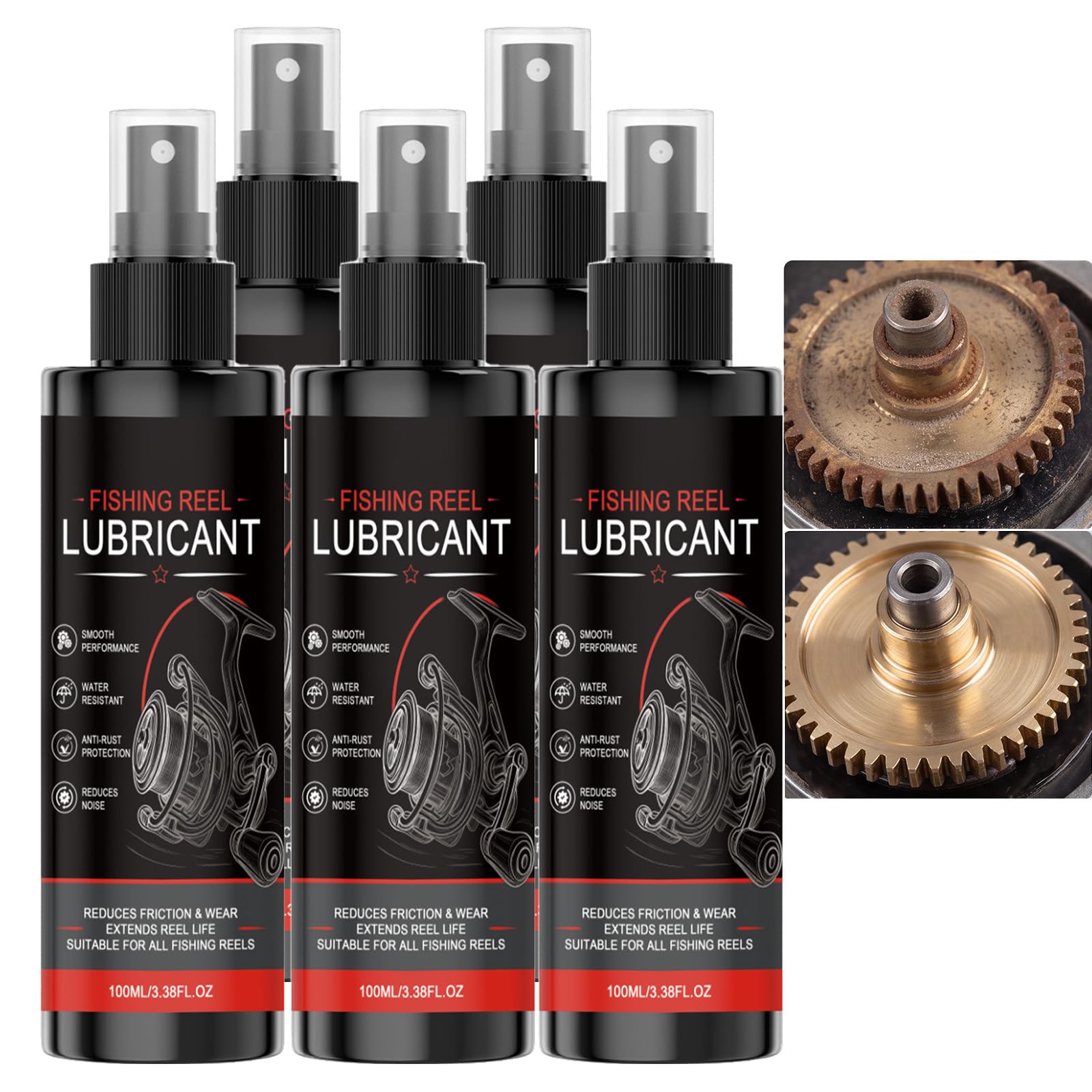 Lubrificante per mulinello da pesca, spray detergente per mulinelli, protezione di lunga durata, prestazioni lisce, resistente all'acqua, antiruggine, riduce il rumore, prolunga la durata