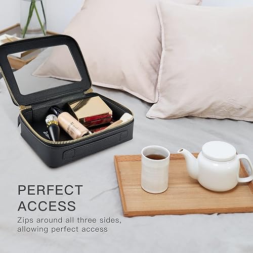 Miniatura 5 de Aveniee Bolsa de maquillaje transparente con cremallera y asa, portátil transparente para artículos de aseo de viaje para mujeres y hombres, estuche