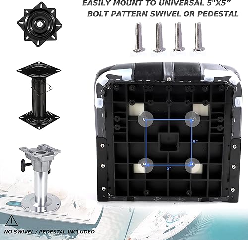 Miniatura 6 de P1 Premium Marine Asiento plegable para barco con respaldo alto, tornillos de acero inoxidable incluidos