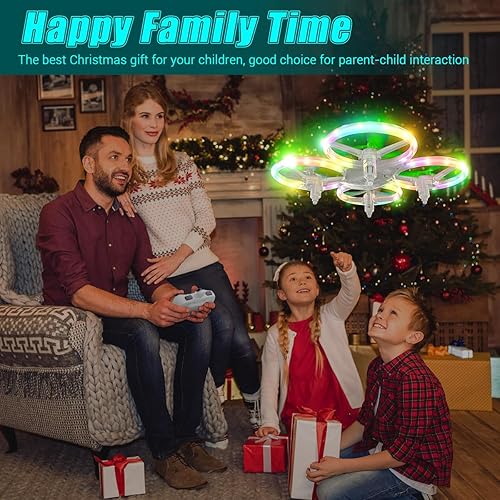 Miniatura 2 de NXONE Dron para niños y principiantes, mini helicóptero RC Quadcopter Drone con 7 luces LED de color, retención de altitud, modo sin cabeza, con