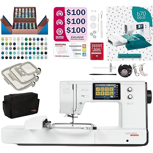 Bernette B70 Embroidery Machine - Exclusive Designers Bundle with Northern Lights Thread - 60 pcs