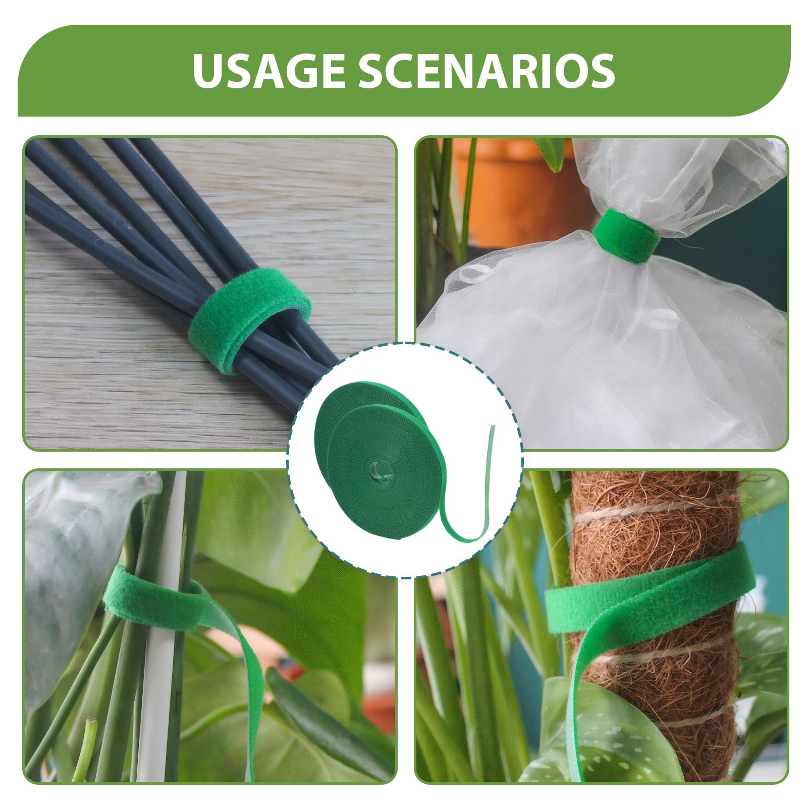 2PCS 15 m 15m Brida para Plantas Cinta,10mm Cinta para Plantas autoadhesiva,Cinta para Plantas de Exterior Reutilizable,Ideal para Fijación Planta Corbatas Cinta,Jardinería Cinta,Frutas y Flores