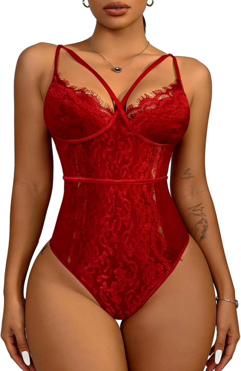 Buitifo Womens Sexy Bodysuit Lingerie One Piece Babydoll V Neck Teddy Snap Crotch