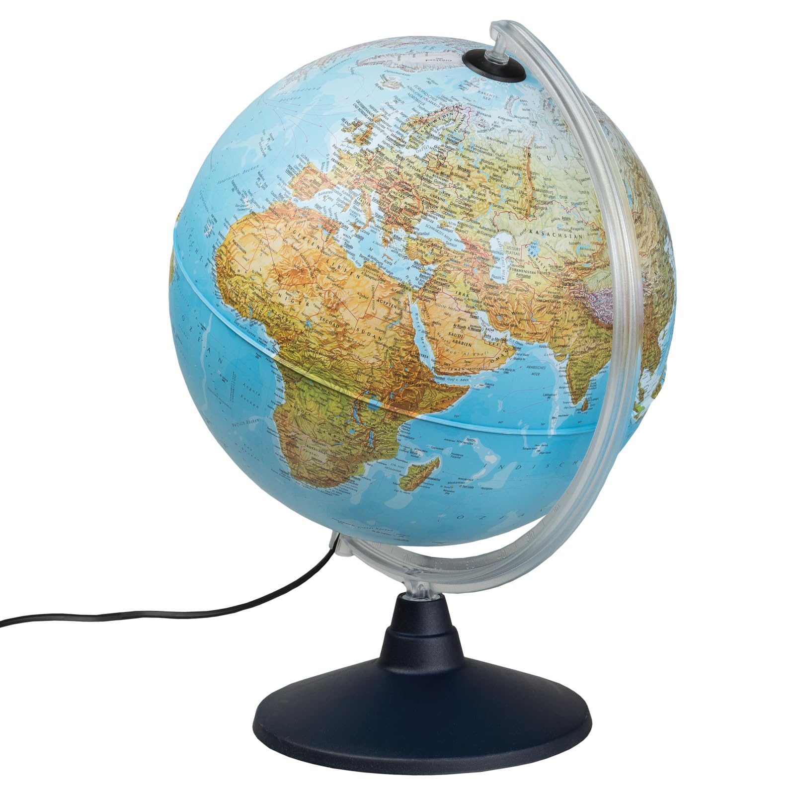 Idena 569902 Leuchtglobus 30 cm mit Halogen Energiesparlampe und zwei Kartenbildern (30 cm)