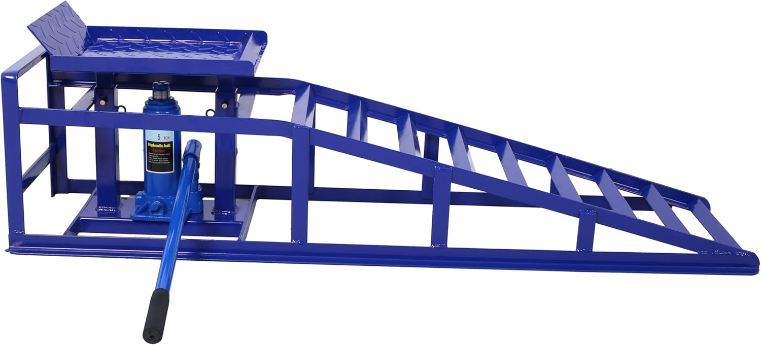 Auto Car Truck Service Ramps Lifts, Garage Car Lift Hydraulic Ramps Black 5 Ton,Automotive Hydraulic Lift Repair Frame Lift(2 Pack) Blue