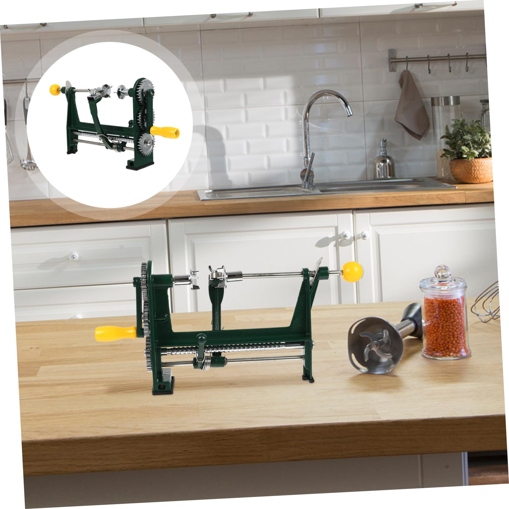 TOPPERFUN Éplucheur de Fruits Machine à Éplucher Rapide en Alliage D'aluminium Multifonction Entailles Dentelées Noir pour Pommes, Oranges et Légumes Cuisine