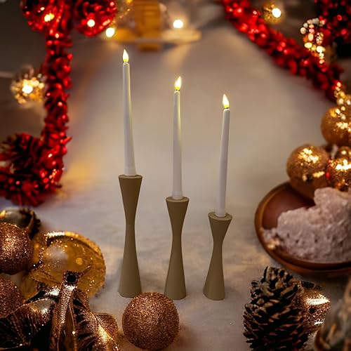 Portavelas grandes y cónicos Geo de madera, candelabros cónicos y moderno candelabro decorativo para mesa, mantel de boda, fiesta, regalo de