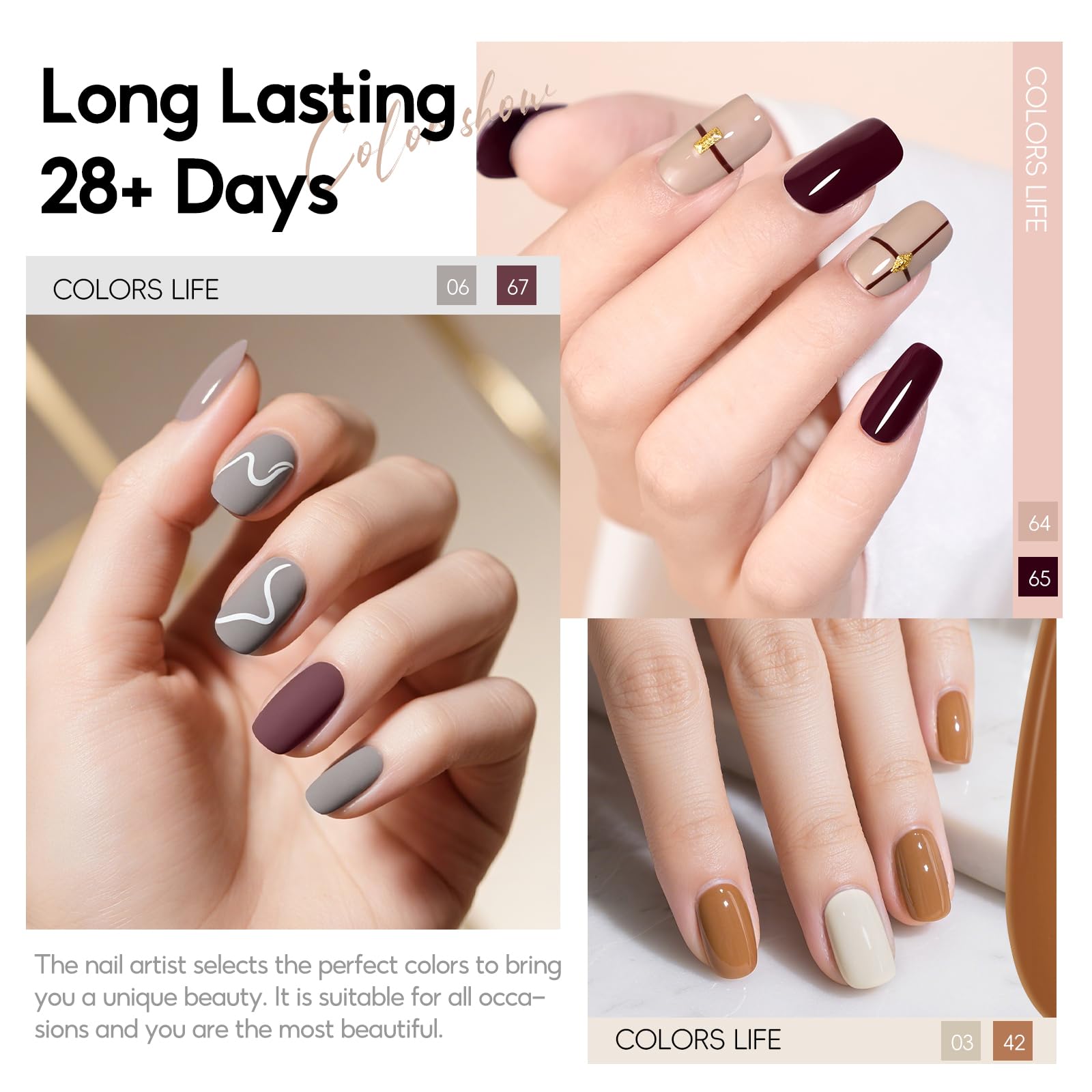 Zestaw startowy 60 żeli UV PEACECOLOR: 55 kolorów + baza i top coat. Idealny do nail artu i dla początkujących