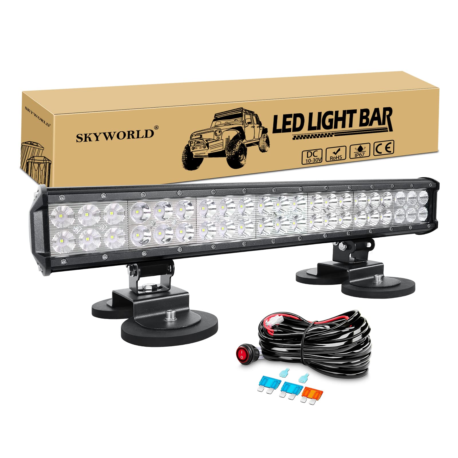 288W Portable Magnet Mounts Led work light bar Offroad Autos Roof