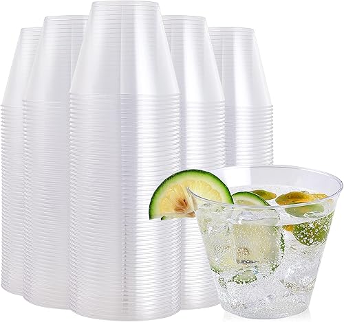 Miniatura 3 de FOCUSLINE 300 platos de plástico transparente de 6 pulgadas y vasos de plástico transparente de 9 onzas, platos de postre de plástico resistente y